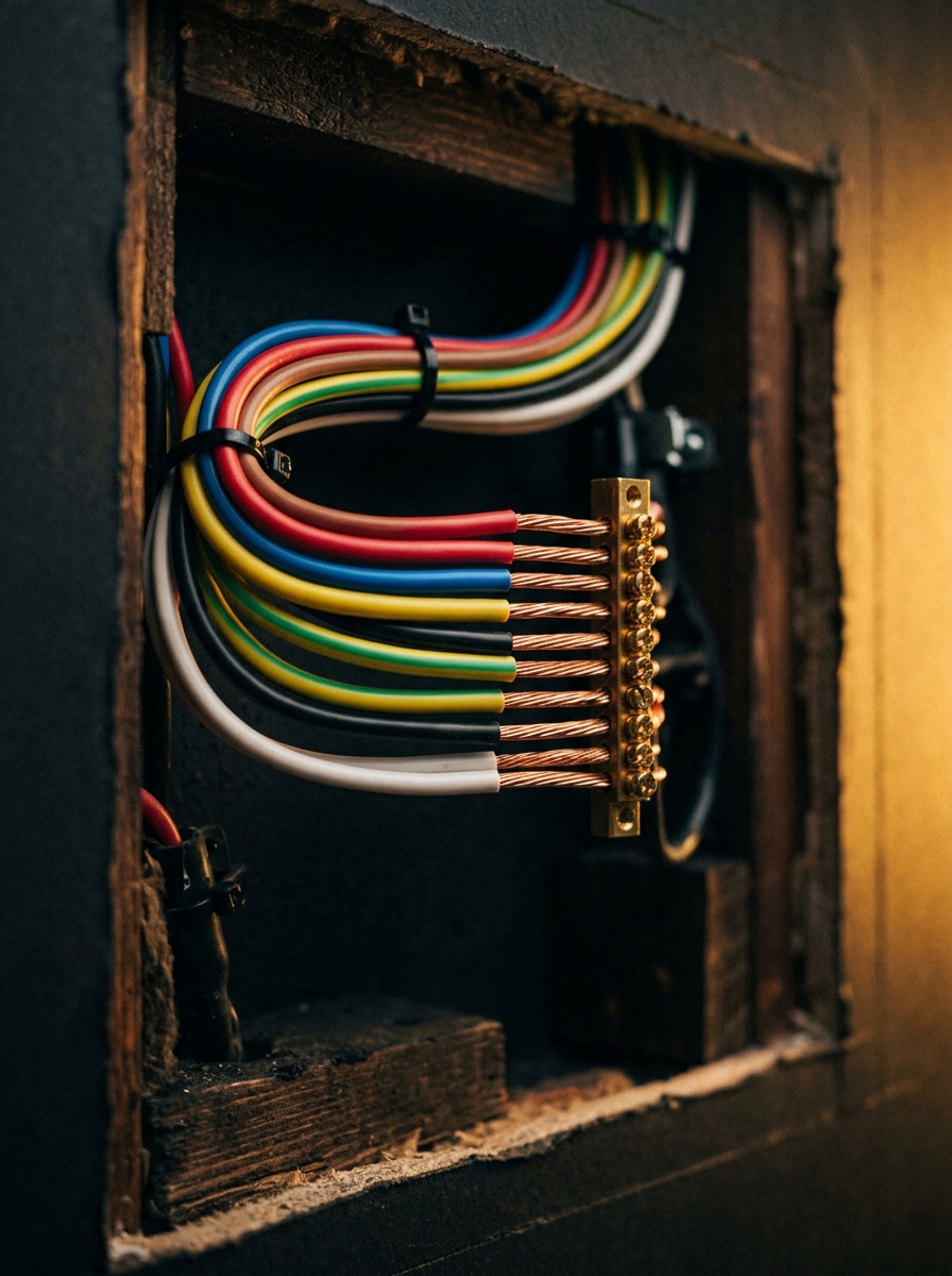 Détail d'un câblage électrique parfaitement organisé dans un tableau