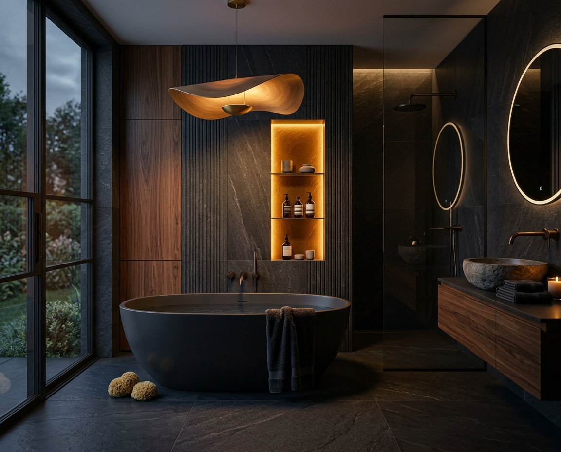 Salle de bain design avec éclairage sur mesure